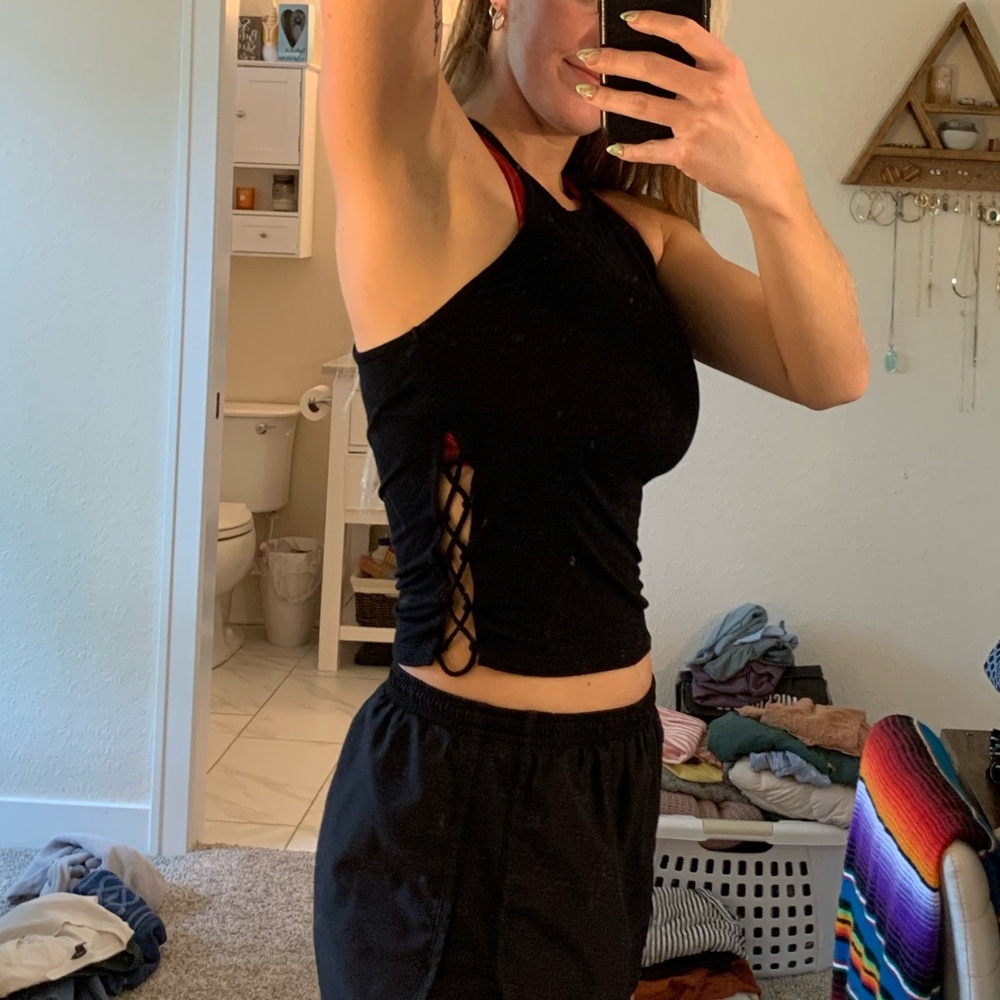 Open side halter crop top